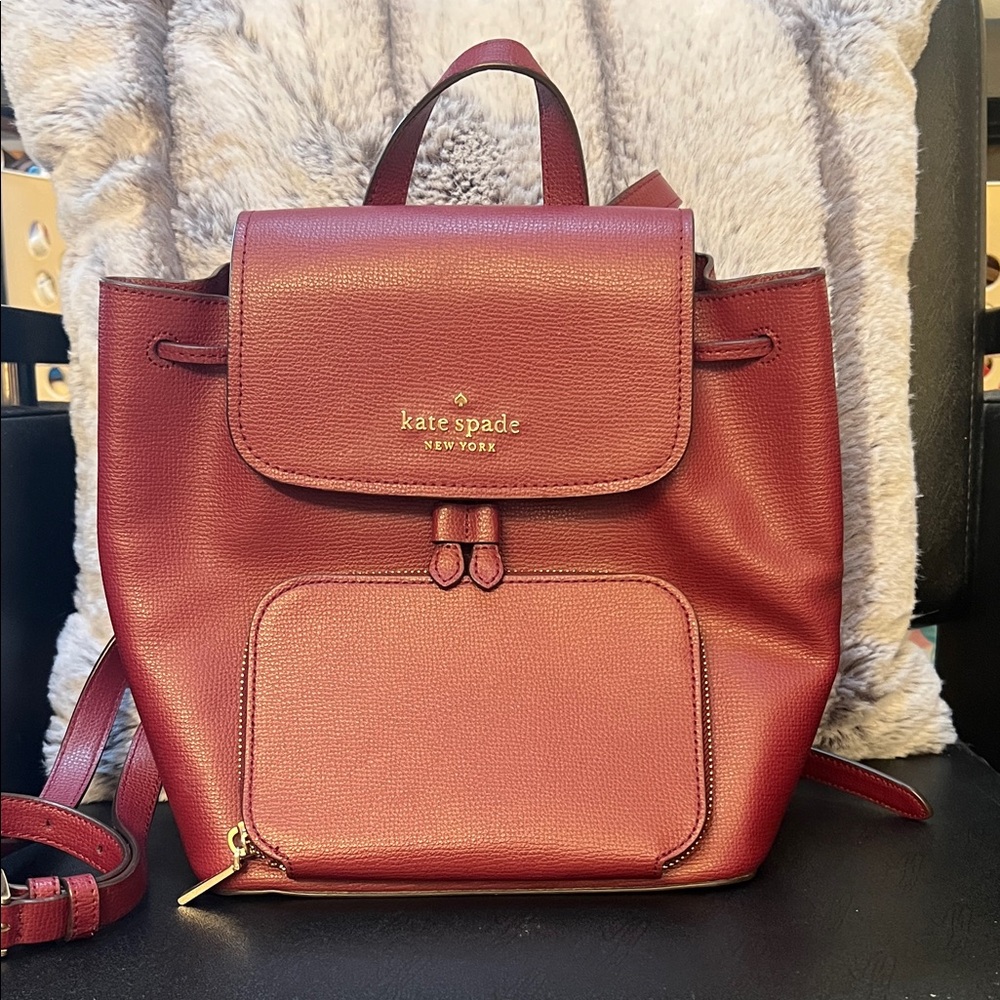 Kate Spade Deep Red Leather Backpack - Picture 2 of 2